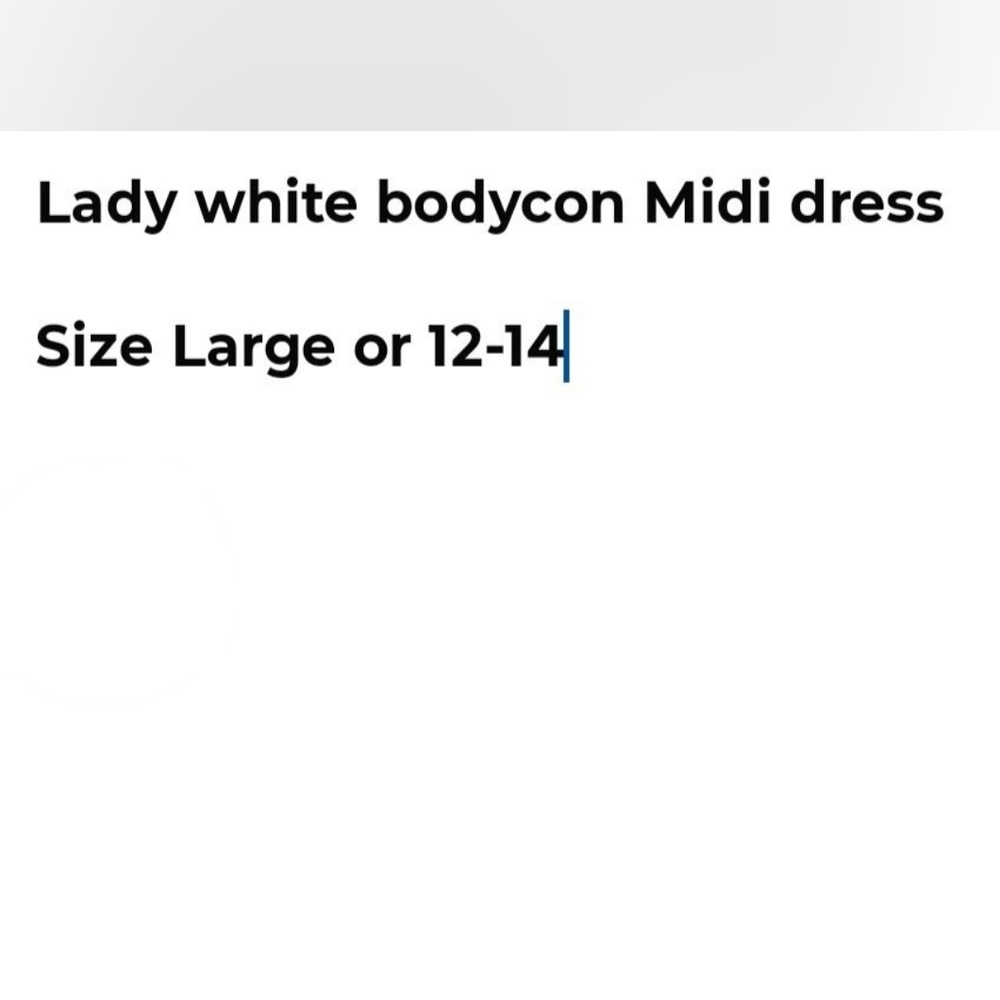 Llady White Long Sleeve Bodycon Midi dress with v neck w/Gold buttons - Picture 6 of 6